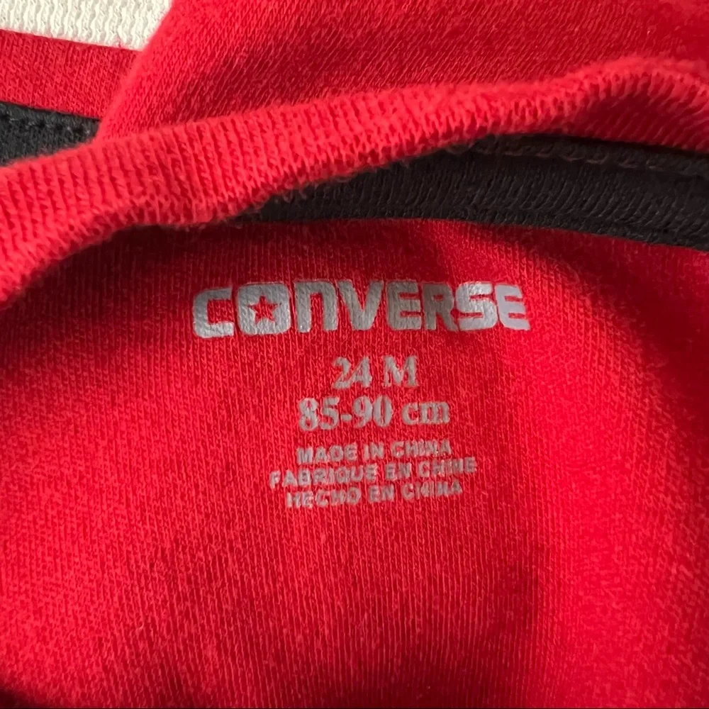 Converse Long Sleeve Baby Onesie 24 Months Red Black